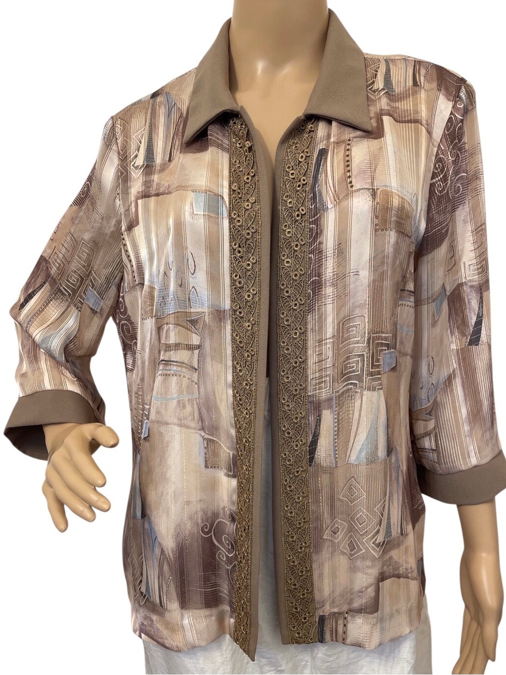 R&M Richards Women's Abstract Print Jacket with Embilished trim, 14P